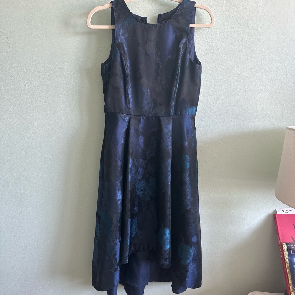 White House Black Market Navy Patterned Dress